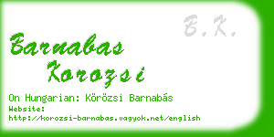 barnabas korozsi business card